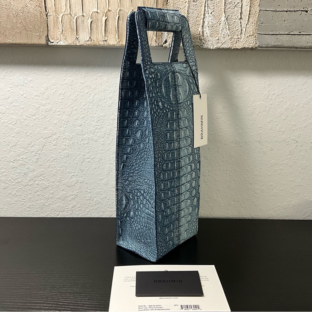 Brahmin Wine Tote Bag DENIM SECOUR Classy Gift Presentation for Spirits ETC. - Picture 6 of 9